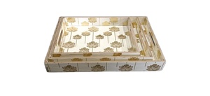 Plateau de vaisselle en bois MDF de qualité supérieure pour usage domestique Restaurant Hôtel Fournitures Décoration de table imprimée en émail Plateau de serveur alimentaire - Product Image 3