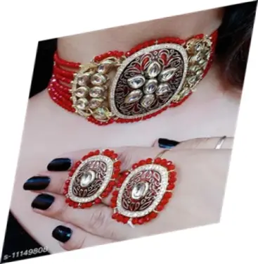 Fornitore indiano all'ingrosso placcato oro Kundan etnico girocollo collana Set di gioielli con orecchini di alta qualità di esportazione