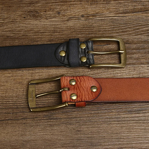 Handmade Unique Style Solid Color Customize Logo Customized Buckle Trendy Brand Custom <b>Genuine</b> <b>Leather</b> <b>Belts</b> - Product Image 2