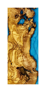 Planche à découper et à servir en bois d'olivier artisanal de luxe avec découpe et finition grainée pour le poisson - Product Image 3