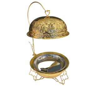 Wholesale Catering Events Gold Finish Stainless Steel Chafing Dish With Hammered Hotel Restaurant Wedding Food Warmer <b>Server</b> - Product Image 6