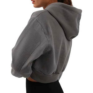 Nouveau style 2025 – Sweats à capuche courts pour femmes de haute qualité, tricotés, anti-boulochage, avec impression de logo personnalisé, OEM ODM, streetwear décontracté d'hiver - Product Image 3