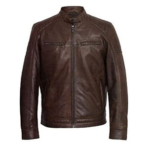 Chaqueta para Hombre 100% Cuero Vacuno Premium, Chaqueta de Cuero de Alta Calidad con Tela de Lana, Cuello Alto, Temporada de Invierno, Servicio OEM - Product Image 3