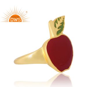 Bague en argent sterling plaqué or 18 carats, émail, design artisanal, dernière création, bijoux sur mesure pour femme, cadeau pour elle - Product Image 4