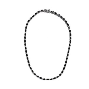 Collier de Tennis Pierre de Naissance d'Août pour Femme Pendentif en Onyx Noir Coupe Coussin en Argent Sterling Or Perle Perle Chaîne pour les Fêtes - Product Image 2