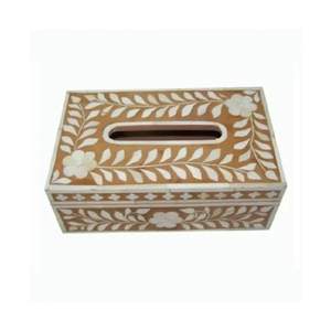 Caja de pañuelos con incrustaciones de hueso de color personalizado al por mayor trabajo pulido a mano con uso de vajilla - Product Image 4
