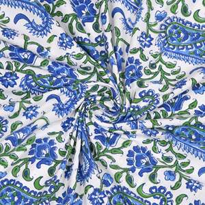 BLOCS d'INDE 180cm rond écologique coton main bloc imprimé bleu Paisley nappe élégant et durable - Product Image 1