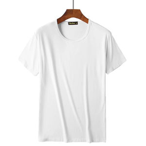 Camiseta de Fibra de Bambú 95% para Hombre, Cómoda y Suave, Camiseta de Viscosa de Manga Corta con Cuello Redondo, Top de Verano para Gimnasio y Fisicoculturismo - Product Image 1