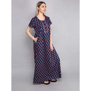 Evolove Women's Printed Cotton Floral Nightshirt-Breathable Half Sleeve Buttoned Romantic Winter Sleepwear - Product Image 5