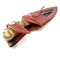 Étui en cuir fait main sur mesure pour couteaux de chasse en acier Damas avec passant de ceinture et fermeture à bouton, service OEM, étanche