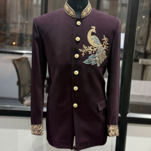 Luxury <b>Mens</b> Indo Western Sherwani Jacket with Peacock Embroidery Moisture Wicking & Wrinkle Free for Wedding Party Groom Wear - Product Image 1