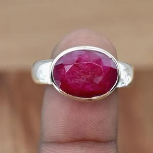 Ruby <b>Ring</b> 925 <b>Silver</b> Faceted Two Tone <b>Statement</b> Gift <b>Ring</b> - Product Image 2