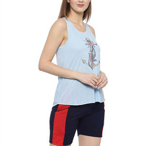 Nuevo conjunto de Top y pantalones cortos sin mangas con estampado hecho de algodón para mujer, conjunto de Top y pantalones cortos sin mangas para mujer - Product Image 3