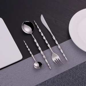 Ensemble de couverts en argent de haute qualité manche martelé vaisselle événement de mariage couverts dîner couteau cuillère fourchette décor de restaurant à la maison - Product Image 3