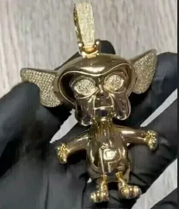 จี้เงินสเตอร์ลิง14K สีเหลืองทองสำหรับผู้ชาย2CT สมองเพชรแท้สามารถปรับแต่งรูปการ์ตูนได้ - Product Image 3