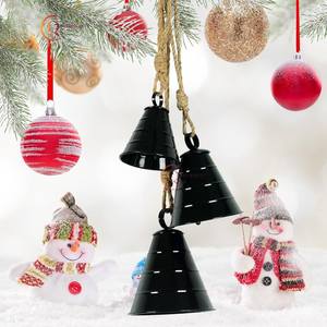 Accrocheur fait à la main cloches suspendues de noël couleur noire brillante en qualité supérieure cloches décoratives en métal pour jardin décor à la maison - Product Image 2