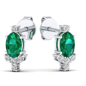 Aretes de Oro Sólido de 14K con Esmeralda y Moissanita de Lujo para Mujer, Precio de Fábrica REYES - Product Image 1