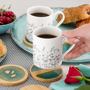 Posavasos redondo de resina epoxi y bambú con olas del océano, productos ecológicos hechos en Vietnam, decoración de mesa al por mayor - Product Image 5