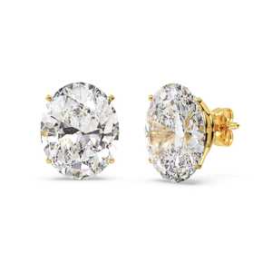 Boucles d'oreilles en or jaune 14 carats avec diamants taille ovale 0,75 ct H SI1-SI2 - Product Image 1