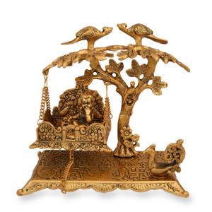 Metal Krishna Swing Jhula Laddu Gopal Jhula for Home <b>Mandir</b> and Office Handmade Bal Gopala Jhula - Product Image 1