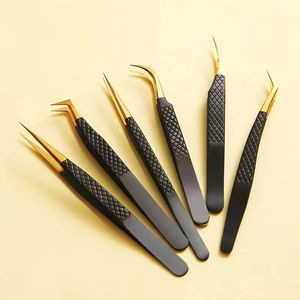 Pinzas de pestañas de volumen profesional de rejilla dorada Pinzas de pestañas de injerto para pestañas - Product Image 6