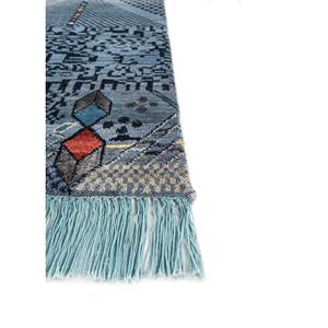 Tapis en laine et soie de bambou noué à la main Manchaha Les-2134 bleu pour usage domestique - Product Image 4