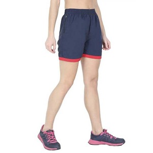 Short personnalisé en Polyester et coton pour femme, bleu marine et rouge, taille élastique, séchage rapide et respirant - Product Image 5
