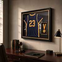 Vitrine murale en chêne massif pour maillot de sport avec emplacement pour médaille, cadre en acrylique pour objets sportifs