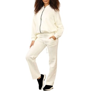 Nuevo chándal de lana para mujer Chaqueta de bombardero de lana con cremallera para mujer 2 Joggers de bolsillo - Product Image 6