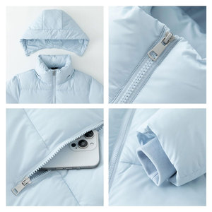 High Quality Slim Custom Women's Winter Bubble Puffer <b>Jacket</b> Casual Streetwear Hooded Thick Coat With Shiny Fabric New Condition - Product Image 4