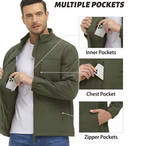 <b>Top</b> 5 Premium Men's Softshell Jacket Waterproof Windproof Breathable with Stand Collar Formal Style for Teens - Product Image 5