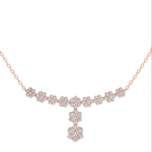 Flower Y Pendant Bridal Wedding Jewelry Exquisite 925 Sterling Silver Floral Cluster Drop <b>Necklace</b> Round Cut Simulated Diamond - Product Image 6