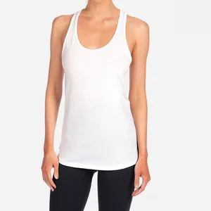 Custom Logo Vest Summer Ladies White Cotton Spandex Breathable Women Tank Top Running Exercise Gym Singlets