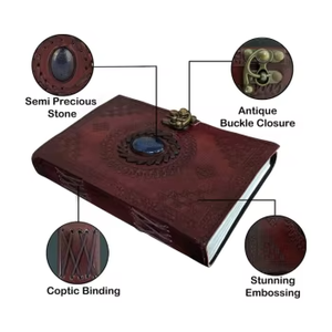 Top Selling Vintage Antique Blue Genuine Leather Journal with Lock & One Stone Chakra Embossed Personal Organizer for Men Women - Product Image 3