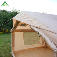 Tente Gonflable Robuste Beige 8m² Imperméable en Oxford Montage Rapide Cabine 2-3 Personnes Port AC Fenêtre Panoramique Quatre Saisons