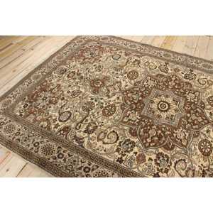 6.4x9.6 ft Vintage Rug, Rug, <b>Brown</b> Bordered Rug <b>Wool</b> - Product Image 4