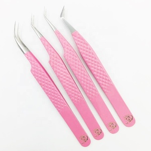 Pince à épiler en acier inoxydable pointue pour extensions de cils, anti-magnétique, poignée confortable, logo de marque privée, vison durable - Product Image 1