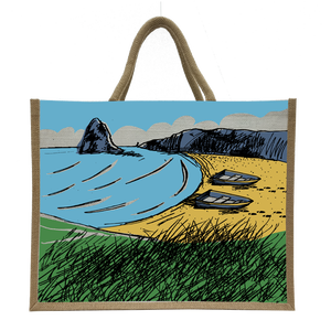 Sac à provisions en jute réutilisable écologique avec logo imprimé personnalisé poignée rembourrée en coton emballage de cadeau à motifs d'écran - Product Image 4