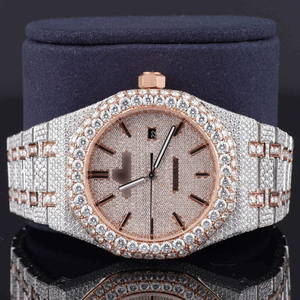 Luxe Automatique En Acier Inoxydable Cadran Romain Calendrier Mécanique Montre VVS Clarté Moissanite Diamant Entièrement Glacé Marque De Mode - Product Image 1
