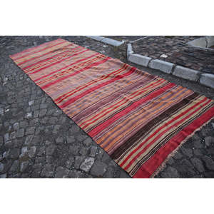 พรมขนแกะสไตล์ตุรกีวินเทจสีส้มแดงสำหรับข้างเตียงขนาด4.7 x 14.3ft สี่เหลี่ยมผืนใหญ่ขนาด10มม. สำหรับโถงทางเดิน - Product Image 3