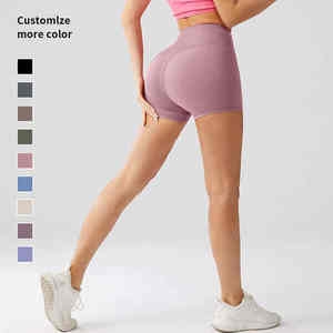 2025 pantalones de entrenamiento de gimnasio de cintura alta personalizados para levantar glúteos, pantalones cortos de Yoga sin costuras para mujeres, transpirables, sólidos de alta calidad - Product Image 2