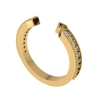 แหวนเพชรสไตล์ชนเผ่าสีทอง14K พร้อมหินกลมสำหรับปลูกในห้องปฏิบัติการ - Product Image 2