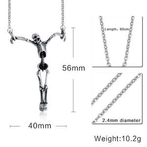 Jeulia Gold Plated <b>Titanium</b> Steel Skull Skeleton Link <b>Chain</b> Men's Necklace - Product Image 2