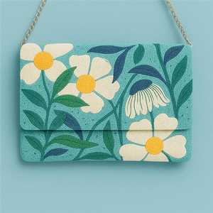 Bolso de mano floral de margaritas, bolso de flores rosa con cuentas, bolso de cuentas con nombre personalizado, bolso de mano de margaritas con cuentas hecho a mano, bandolera de primavera - Product Image 3