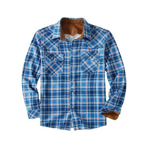 Camisa personalizada a cuadros de 100% algodón y lana, Camisa de franela de manga larga al por mayor para hombre, ropa informal, camisa de vestir - Product Image 1