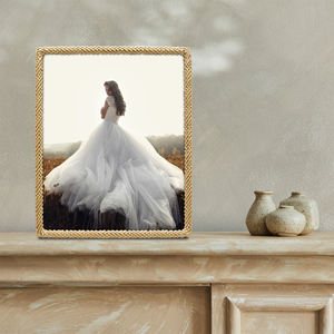 Marco de fotos de aleación de zinc, forma rectangular dorada, patrón punteado, regalo de alta gama, regalo de aniversario - Product Image 6