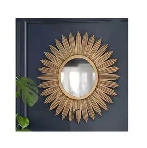 Marco redondo de metal y espejo montado en la pared de gran tamaño de diseño de lujo para uso doméstico en hoteles y restaurantes - Product Image 1