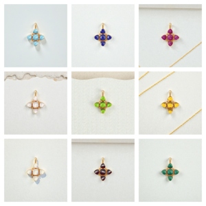 Colgante de Cruz de Plata 925 con Aguamarina Natural — Amuleto de Piedra de Nacimiento de Marzo, Joyería Espiritual para Mujer - Product Image 3