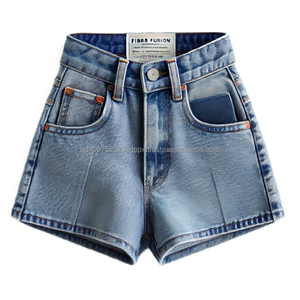 Short en jean taille haute pour femme ourlet fini coupe confortable conceptions de logo personnalisé short en jean style d'été chaud mode sexy - Product Image 3