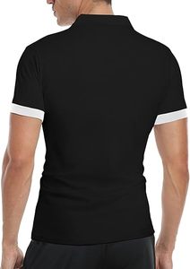 Polo negro liso de primera calidad para hombre, Polo de manga corta transpirable de tela de algodón, ajustado, informal, moderno, ropa de verano - Product Image 3